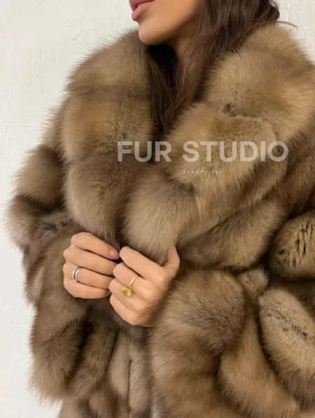 Шуба из меха куницы воротник шаль - фото 1