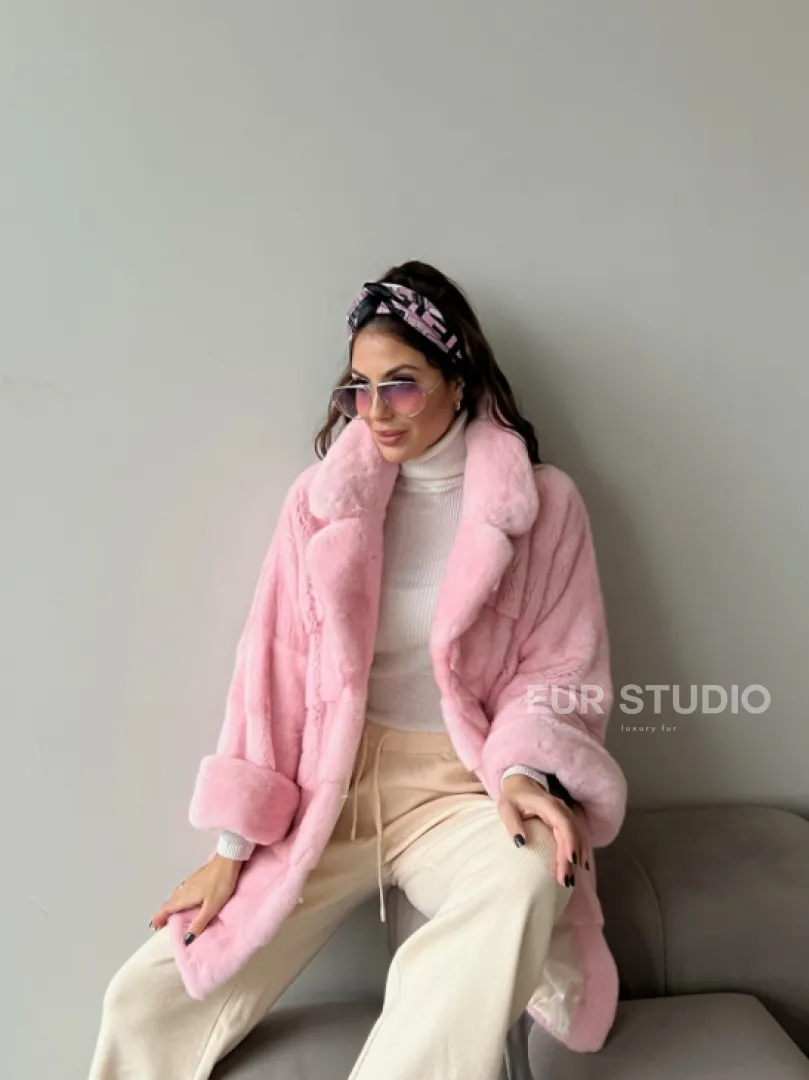 Шуба из плюшевой норки Velvet - цвет розовый - фото 4