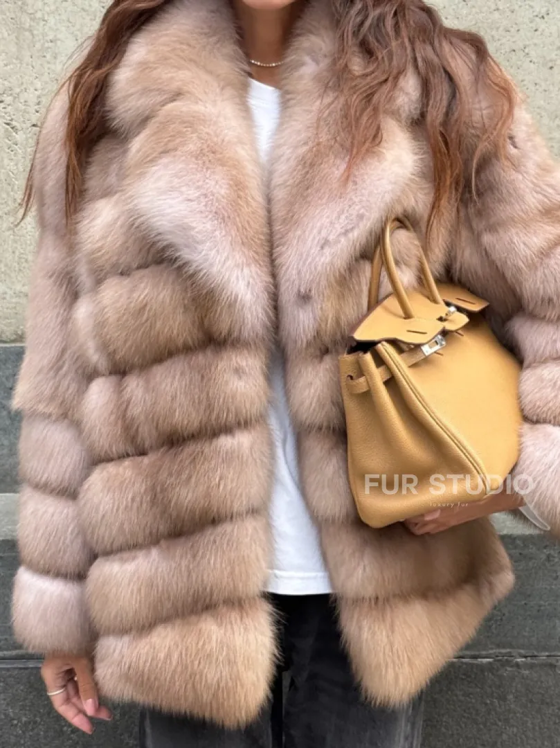 Шуба из меха куницы - цвет Tortora - фото 2