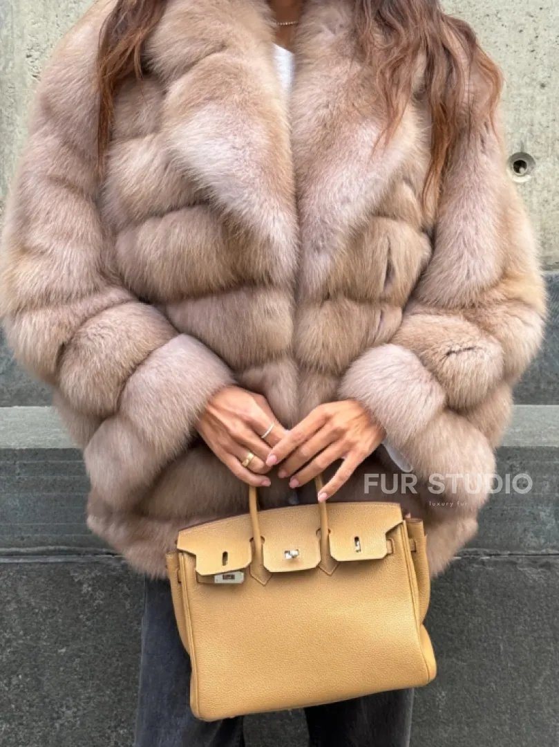 Шуба из меха куницы - цвет Tortora - фото 3