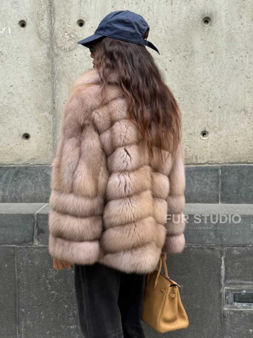 Шуба из меха куницы - цвет Tortora - фото 6