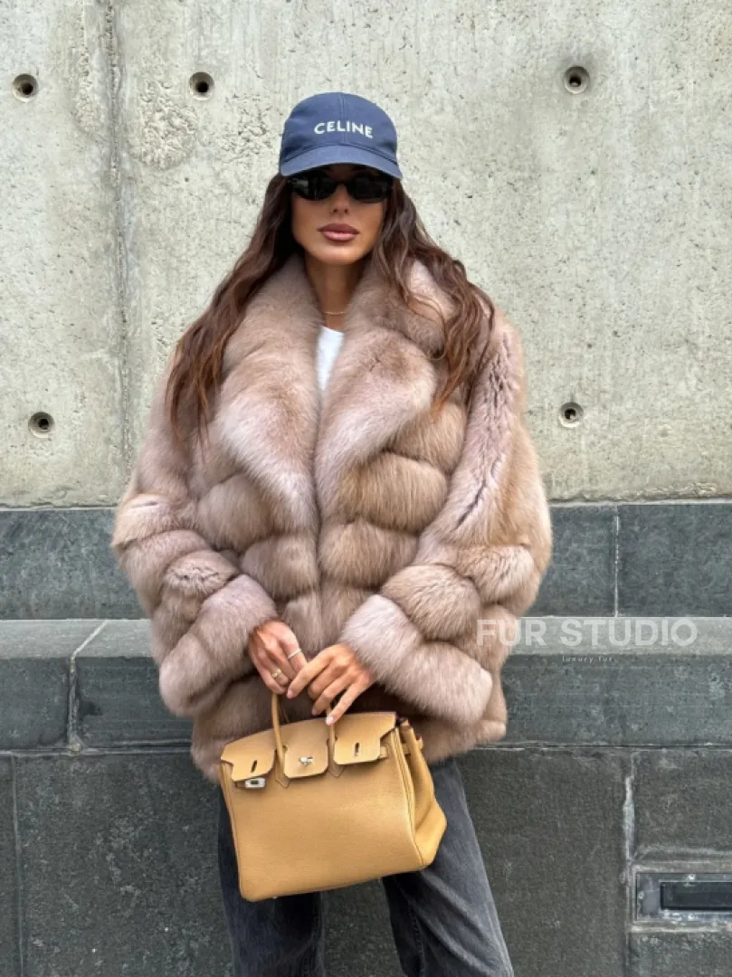 Шуба из меха куницы - цвет Tortora - фото 14