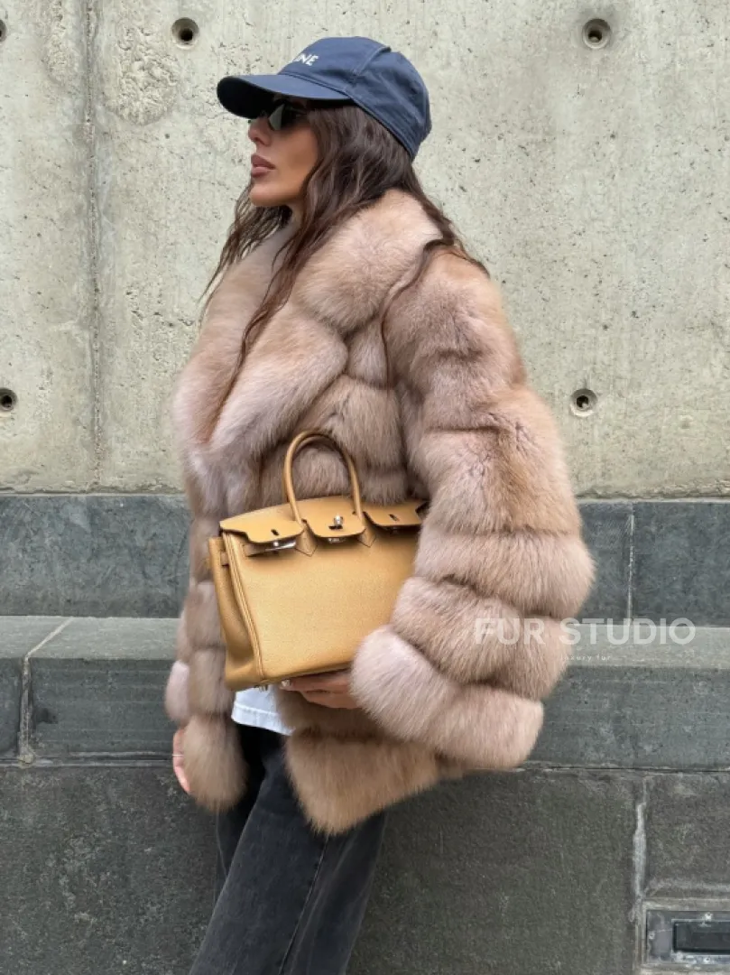 Шуба из меха куницы - цвет Tortora - фото 7