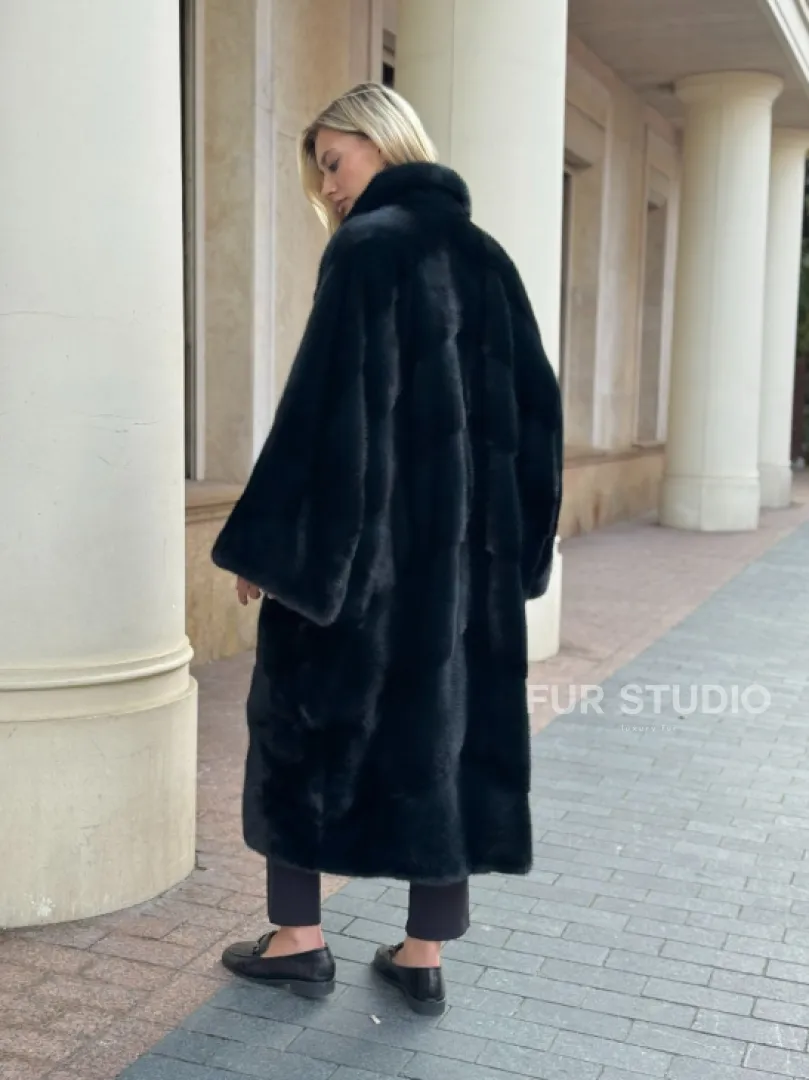 Зеленая норковая шуба - фото 6