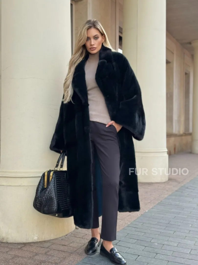 Зеленая норковая шуба - фото 7