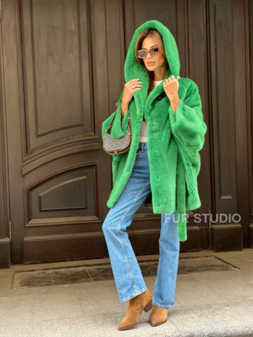 Шуба норковая с капюшоном 100524 - фото 4