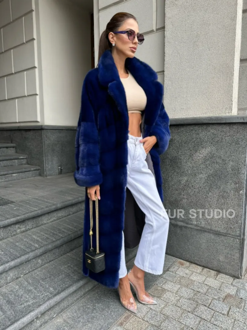 Норковая шуба - цвет электрик - фото 7