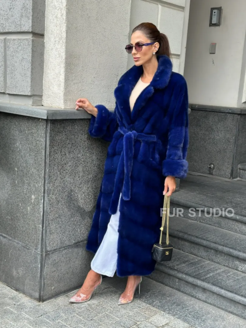 Норковая шуба - цвет электрик - фото 6