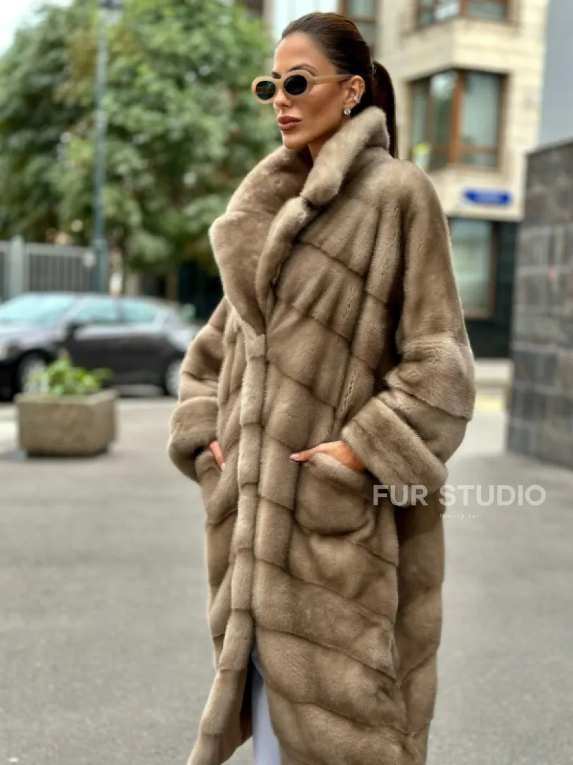 Норковая шуба в цвете пастель - аукционная норка - фото 1