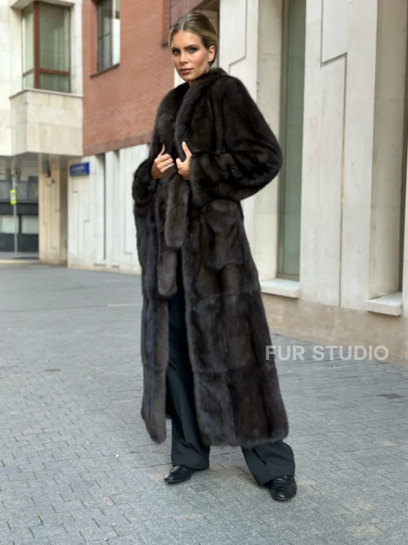 Меховое пальто из баргузинского соболя с проседью - фото 2