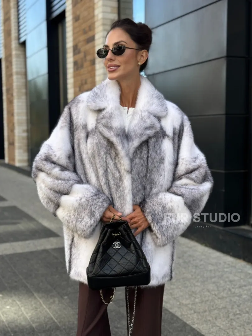 Белая норковая куртка автоледи английский воротник - фото 12