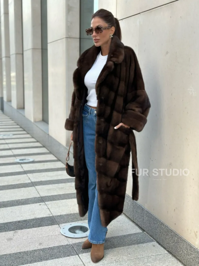 Шуба из плюшевой норки Velvet - цвет соболь - фото 3