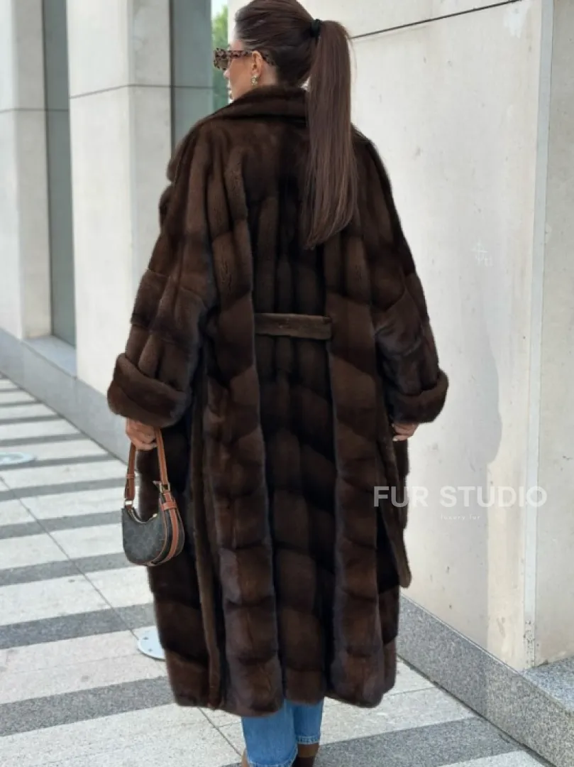 Шуба из плюшевой норки Velvet - цвет соболь - фото 1