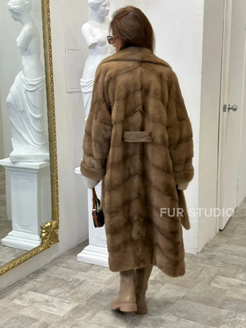 Шуба норковая английский воротник - цвет пастель