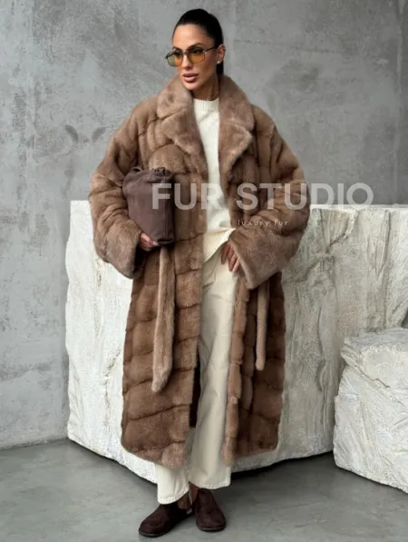 Шуба норковая английский воротник - цвет пастель - фото 8