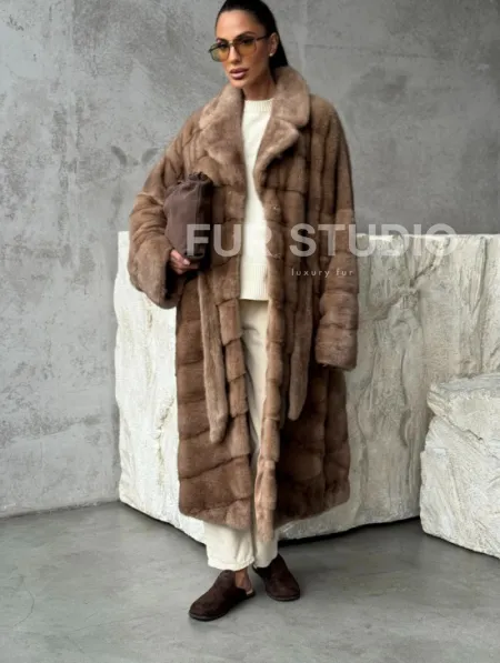 Шуба норковая английский воротник - цвет пастель - фото 5