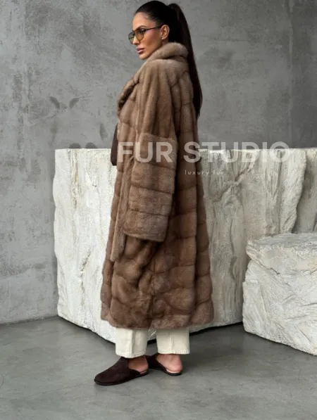 Шуба норковая английский воротник - цвет пастель - фото 4