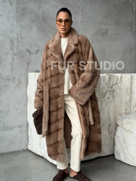 Шуба норковая английский воротник - цвет пастель - фото 11