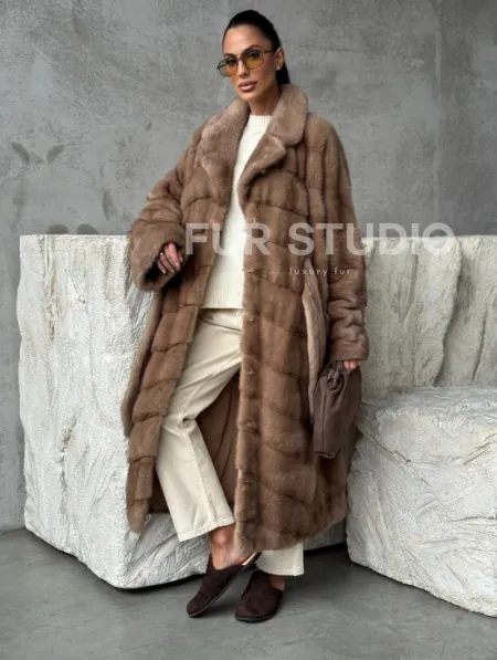 Шуба норковая английский воротник - цвет пастель - фото 7