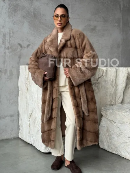 Шуба норковая английский воротник - цвет пастель - фото 10