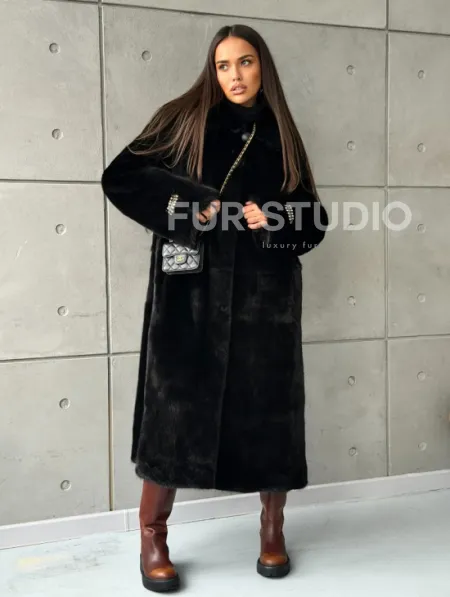 Шуба из норки Blackglama с капюшоном - фото 12