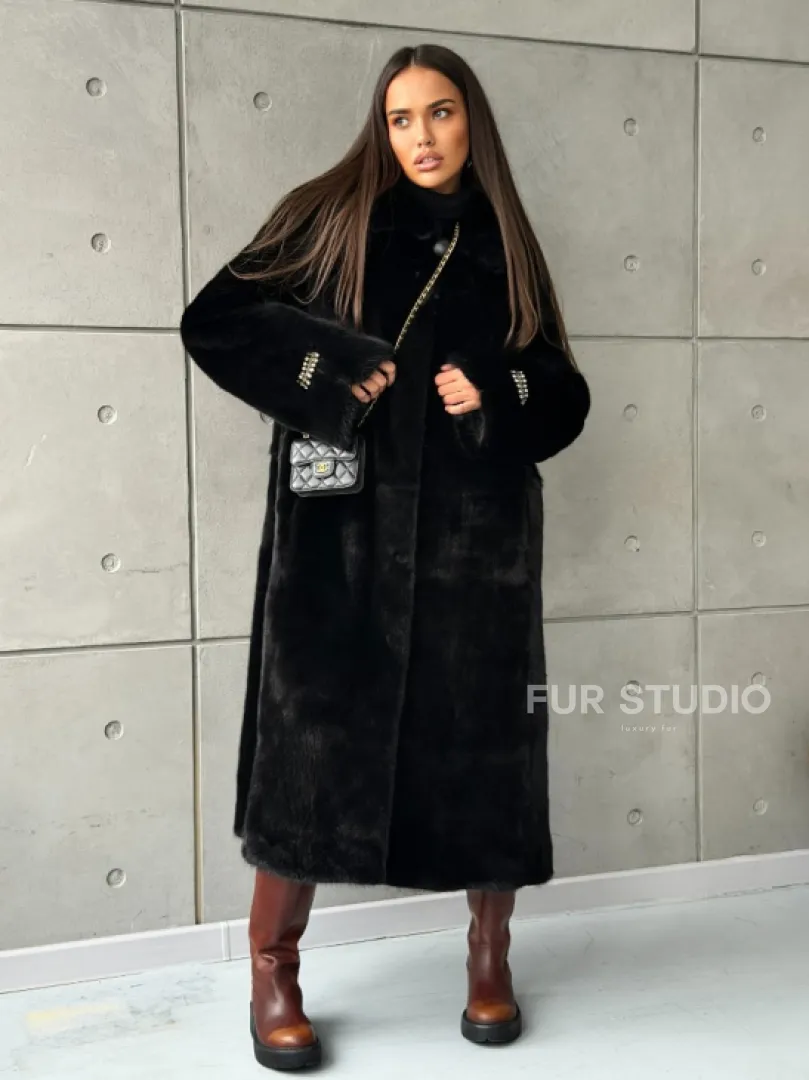 Шуба из норки Blackglama с капюшоном