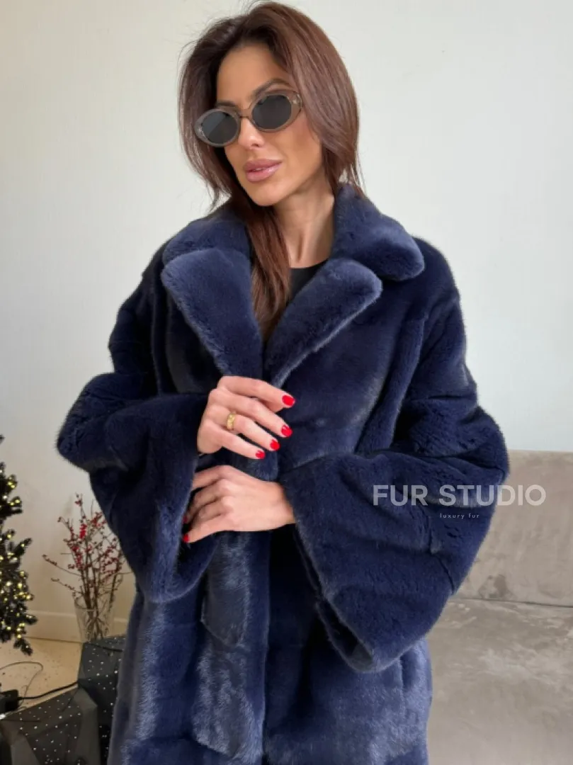 Норка KOPENHAGEN FUR английский воротник поперечка - цвет синий - фото 1