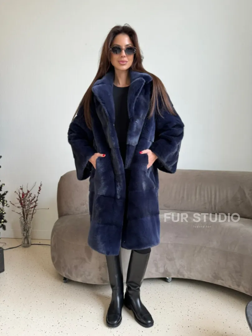 Норка KOPENHAGEN FUR английский воротник поперечка - цвет синий - фото 5