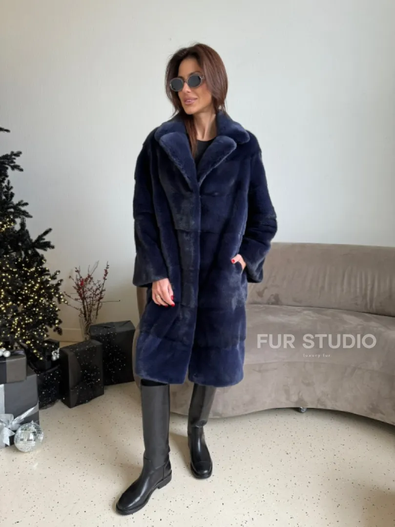 Норка KOPENHAGEN FUR английский воротник поперечка - цвет синий