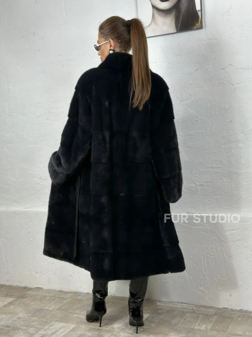 Норка поперечка стойка воротник - цвет инфинити - фото 6