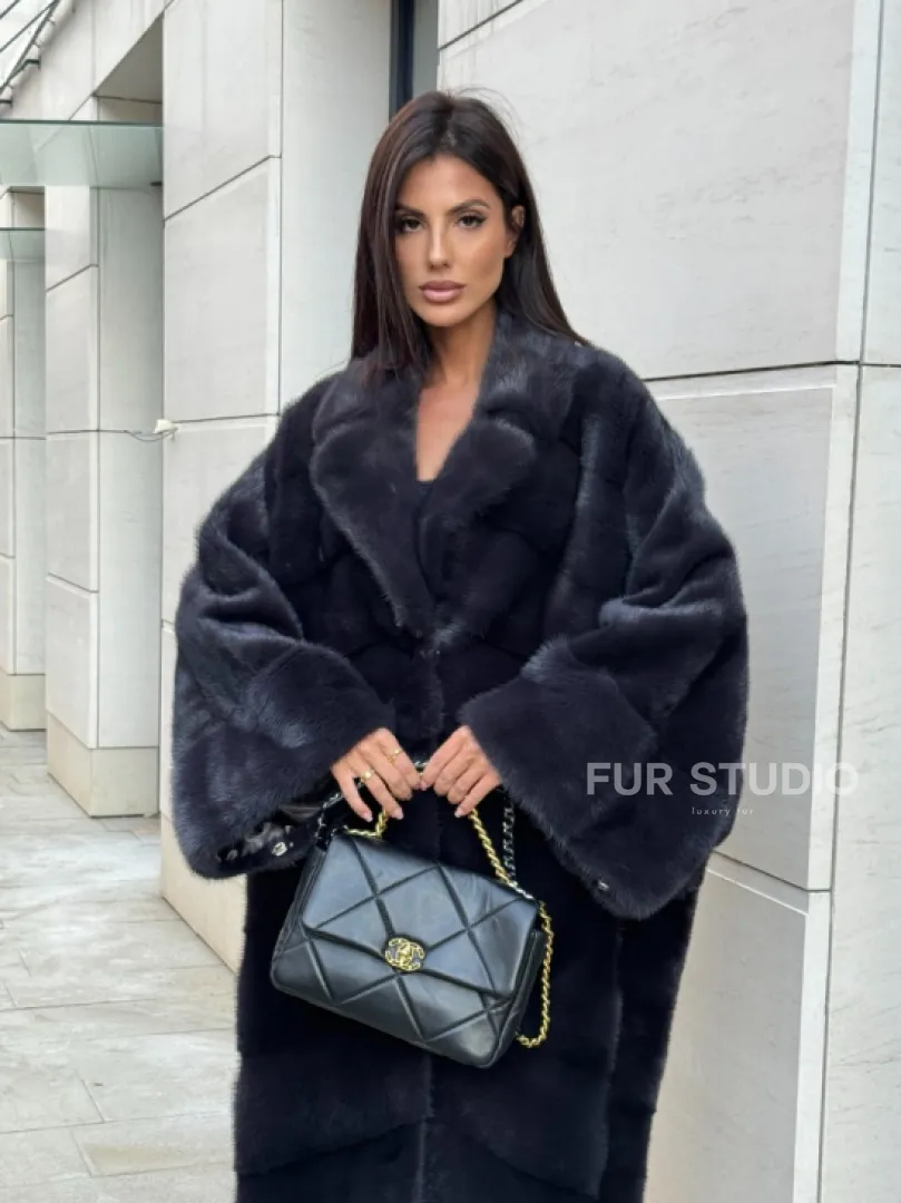 Манто из аукционной норки в цвете графит - фото 5