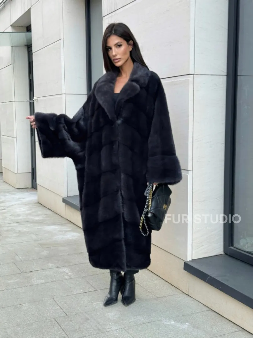 Манто из аукционной норки в цвете графит - фото 9