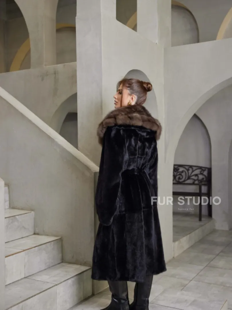 Норка BLACKGLAMA пластины капюшон куница - фото 3