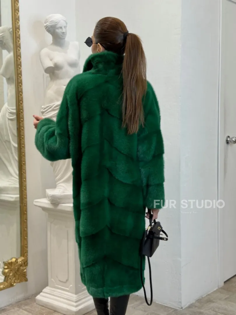 Норка паркет английский воротник - цвет изумруд - фото 3