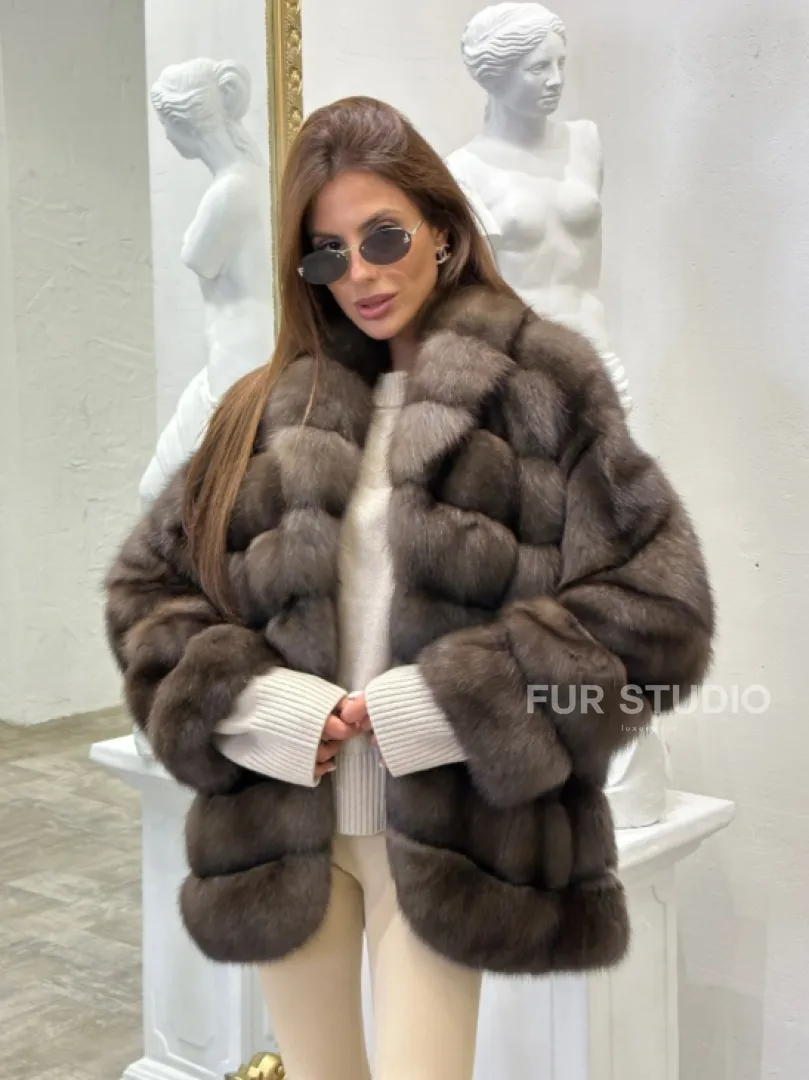 Стильный жакет из меха соболя - фото 2