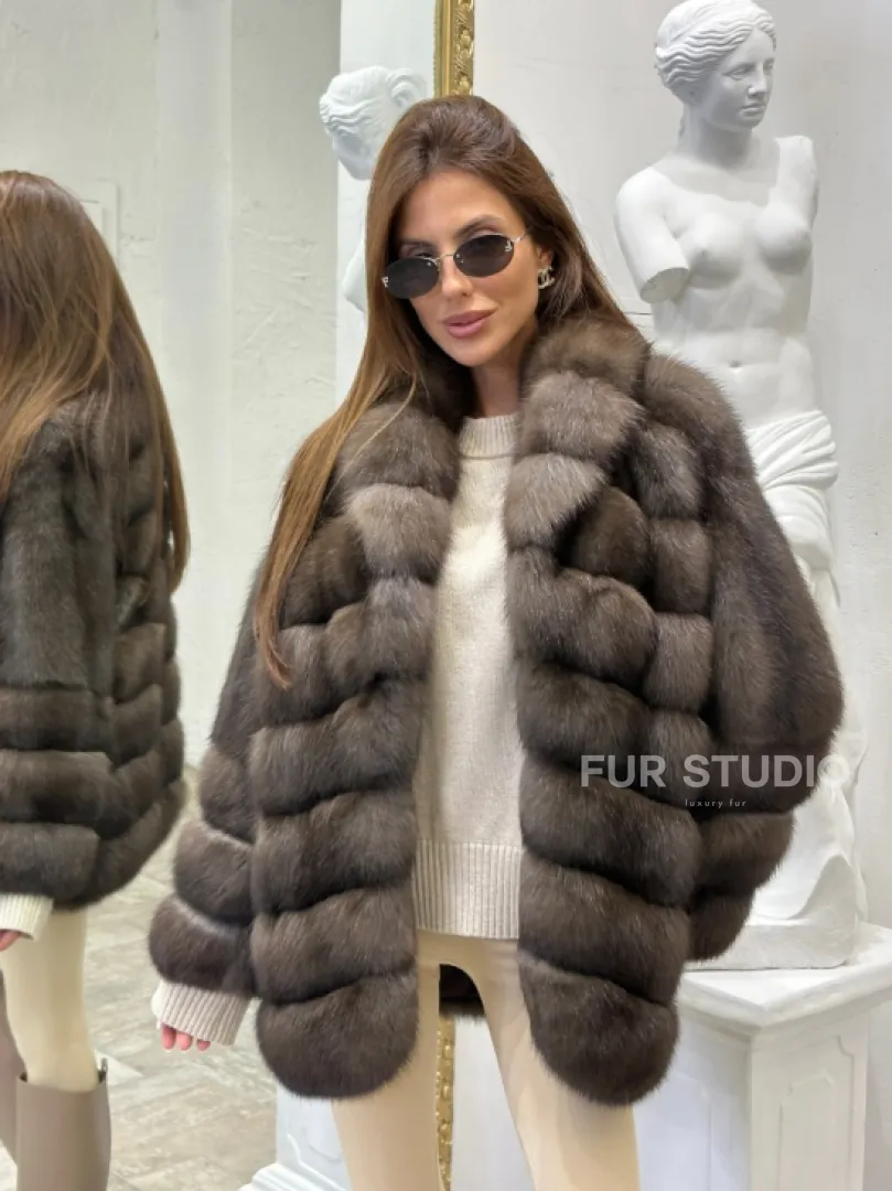 Стильный жакет из меха соболя - фото 0