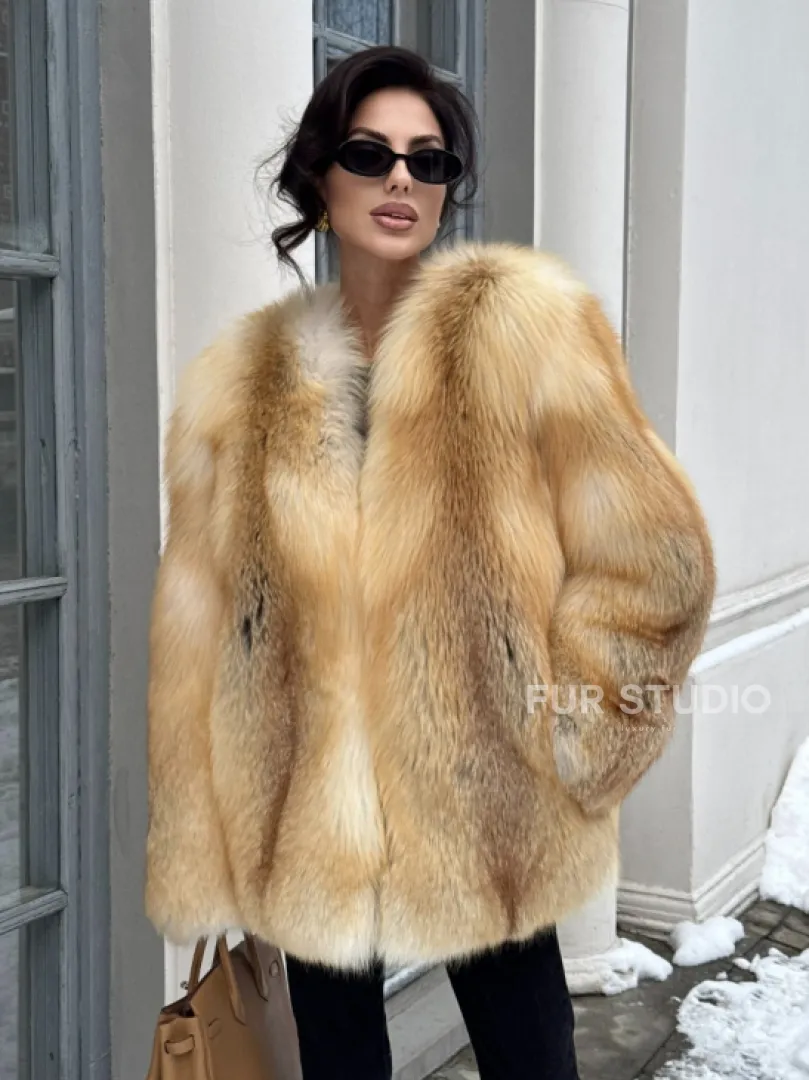 Шуба Premium из меха альпийской лисы - GOLDEN FOX