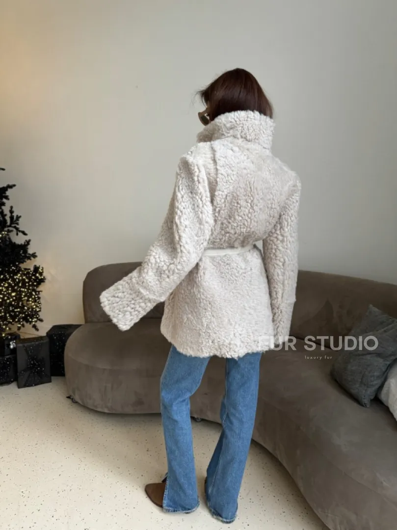 Двусторонняя дублёнка - шуба, мех тиградо английский воротник - фото 12