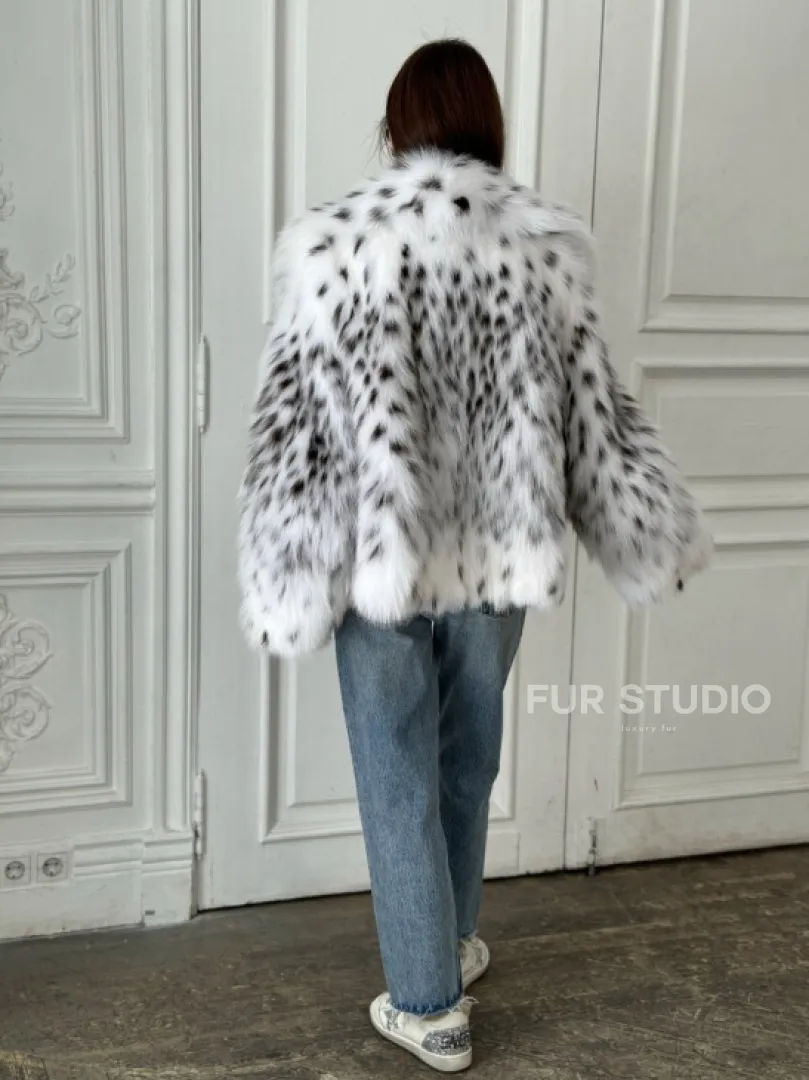 Полушубок из меха аукционной лисы (реплика канадской рыси) - фото 1