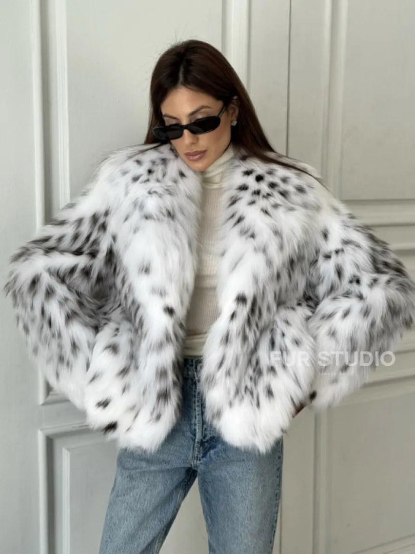 Полушубок из меха аукционной лисы (реплика канадской рыси) - фото 4