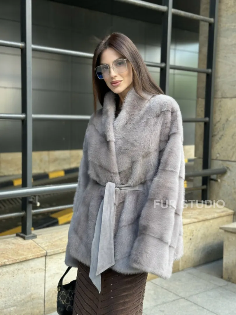 Шуба норковая дымчато-серого цвета - фото 5