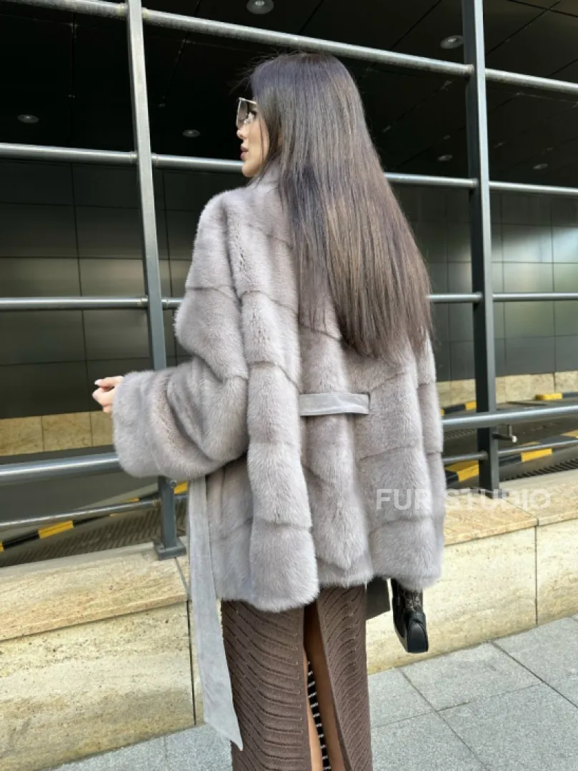 Шуба норковая дымчато-серого цвета - фото 4