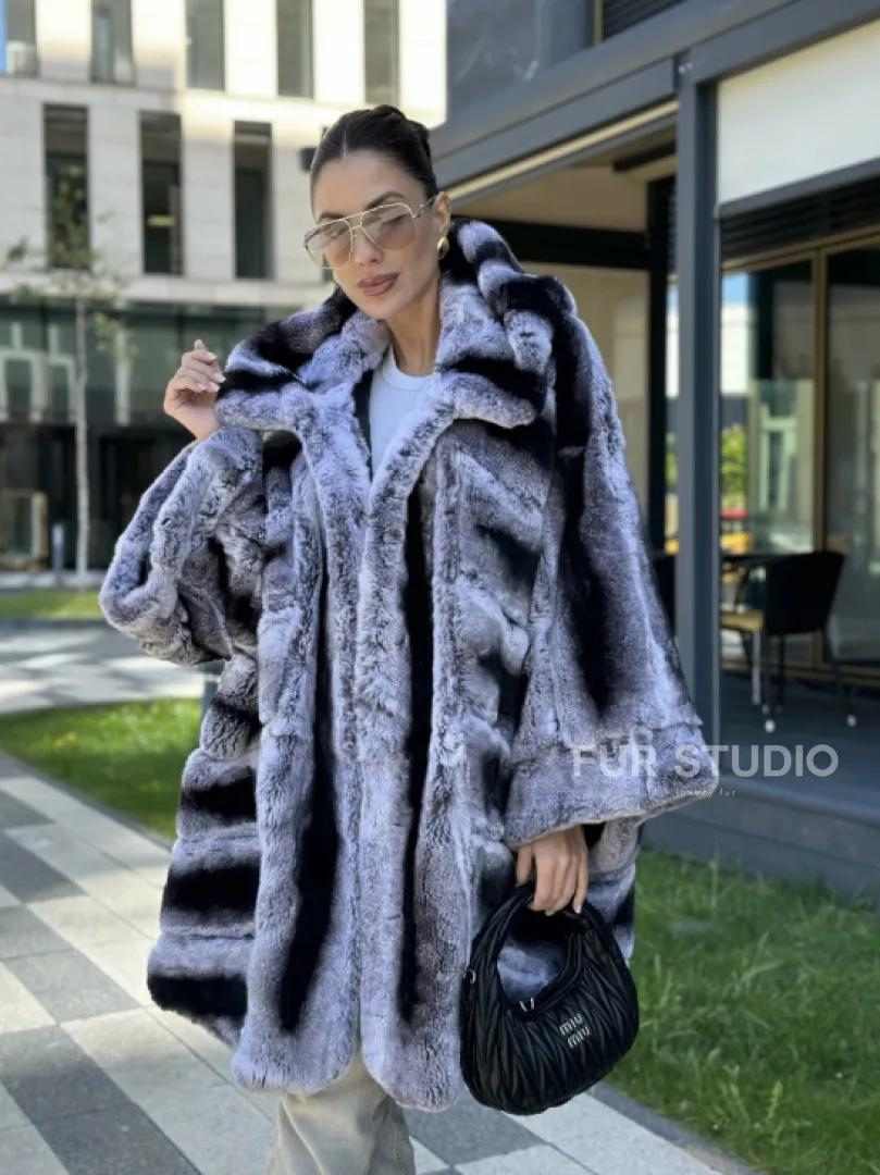 Шуба из кролика рекса - цвет шиншилла - фото 5