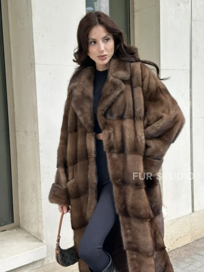 Норковая шуба NAFA соболиного натурального цвета - фото 2
