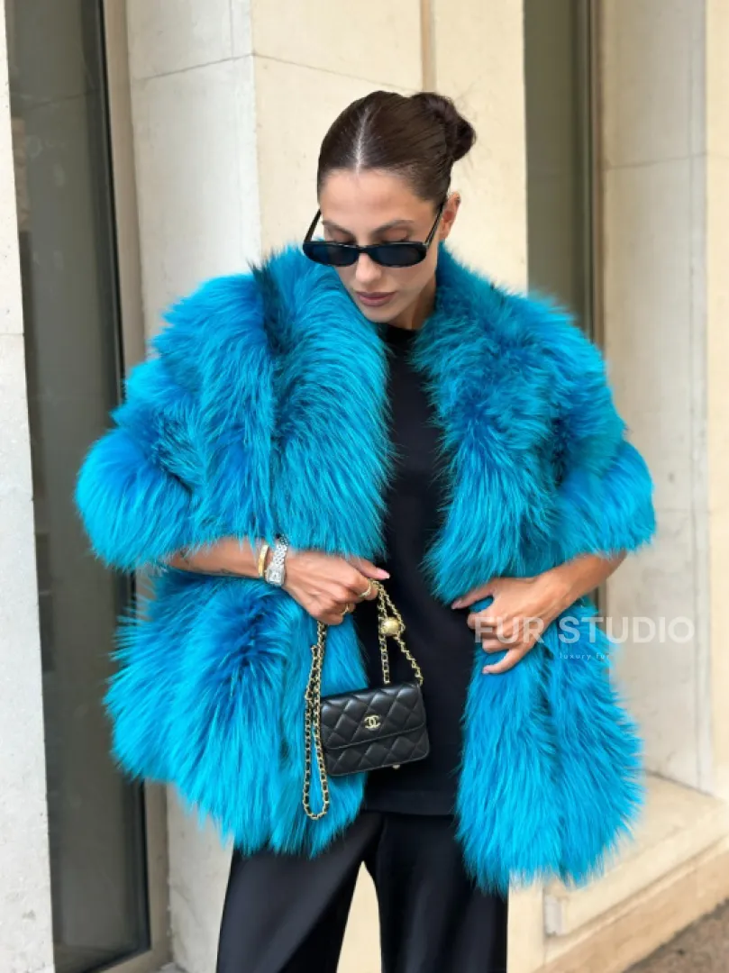 Накидка женская из меха чернобурки - Тиффани - фото 2