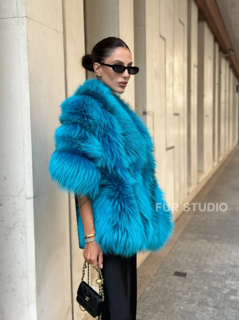 Накидка женская из меха чернобурки - Тиффани - фото 5