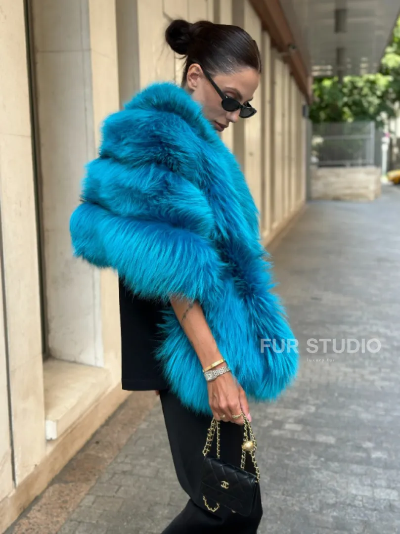 Накидка женская из меха чернобурки - Тиффани - фото 1