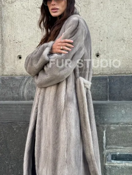 Шуба - пальто в винтажном стиле из скандинавской норки - фото 1