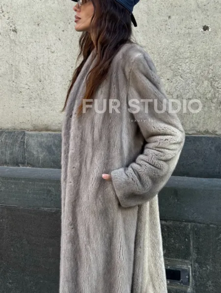 Шуба - пальто в винтажном стиле из скандинавской норки - фото 2