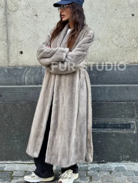 Шуба - пальто в винтажном стиле из скандинавской норки - фото 3
